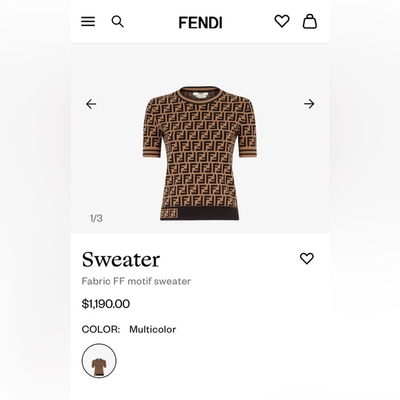 Fendi Brown and Black Patterned Women's Sweater - Picture 7 of 7